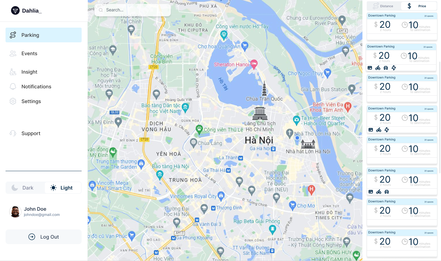 Dahlia - On-demand parking for concert goers